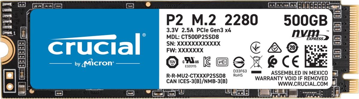 SSD 500GB Crucial P2 PCIe M.2 2280SS