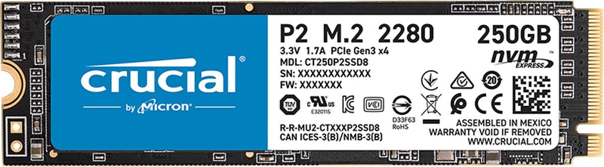 SSD 250GB Crucial P2 PCIe M.2 2280SS