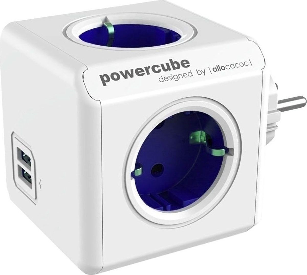 Πολύπριζο Κύβος 4 Θέσεων / 2 USB Allocacoc PowerCube Λευκό / Μπλε