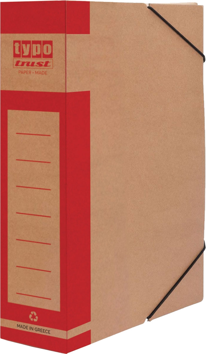 Κουτί Αρχείου Χάρτινο με Λάστιχο 25/33/8cm Κόκκινο