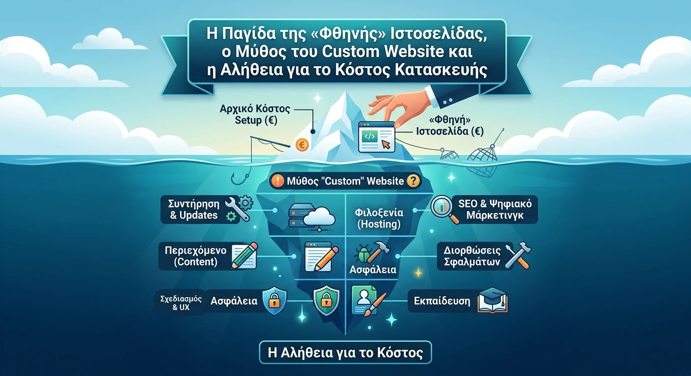 Η Παγίδα της «Φθηνής» Ιστοσελίδας, ο Μύθος του Custom Website και η Αλήθεια για το Κόστος Κατασκευής